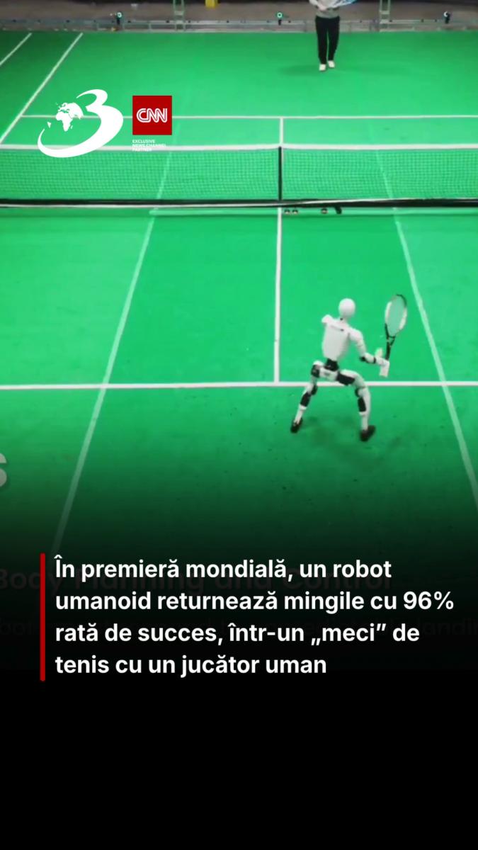 În premieră mondială, un robot umanoid returnează mingile cu 96% rată de succes, într-un „meci” de tenis cu un jucător uman