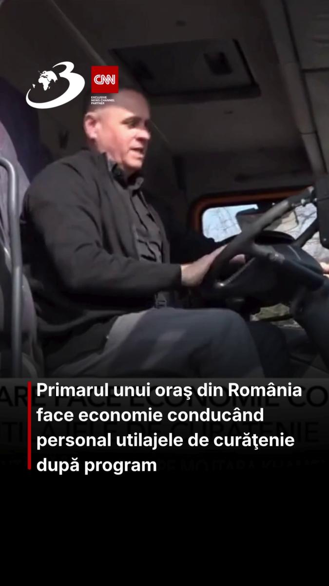 Primarul unui oraş din România face economie conducând personal utilajele de curăţenie, după program