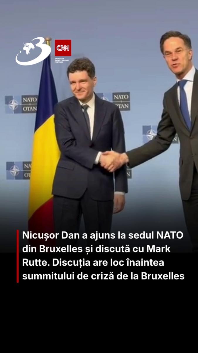 Nicușor Dan a ajuns la sedul NATO din Bruxelles și discută cu Mark Rutte. Discuția are loc înaintea summitului de criză de la Bruxelles