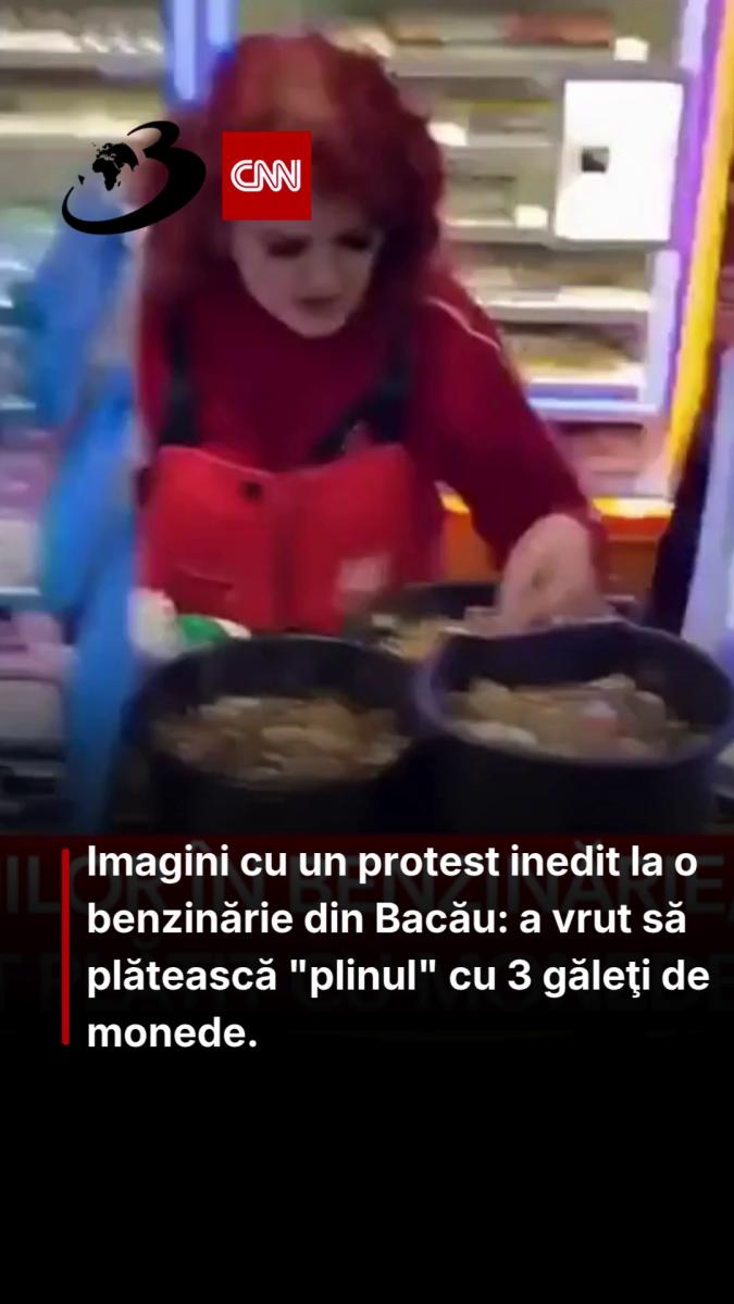 Imagini cu un protest inedit la o benzinărie din Bacău: a vrut să plătească 