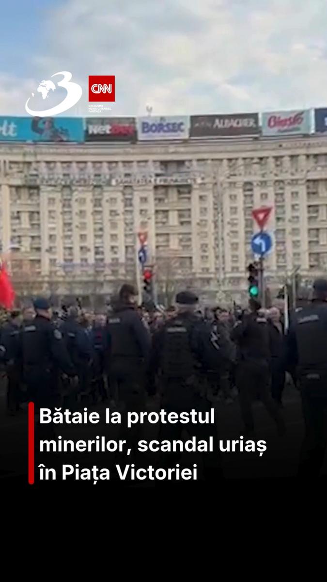 Bătaie la protestul minerilor, scandal uriaș în Piața Victoriei