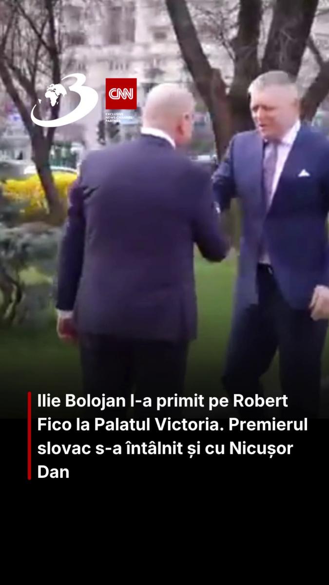 Ilie Bolojan l-a primit pe Robert Fico la Palatul Victoria. Premierul slovac s-a întâlnit și cu Nicușor Dan