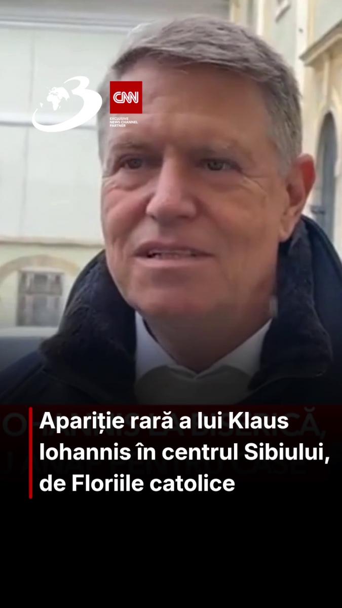 Apariție rară a lui Klaus Iohannis în centrul Sibiului, de Floriile catolice