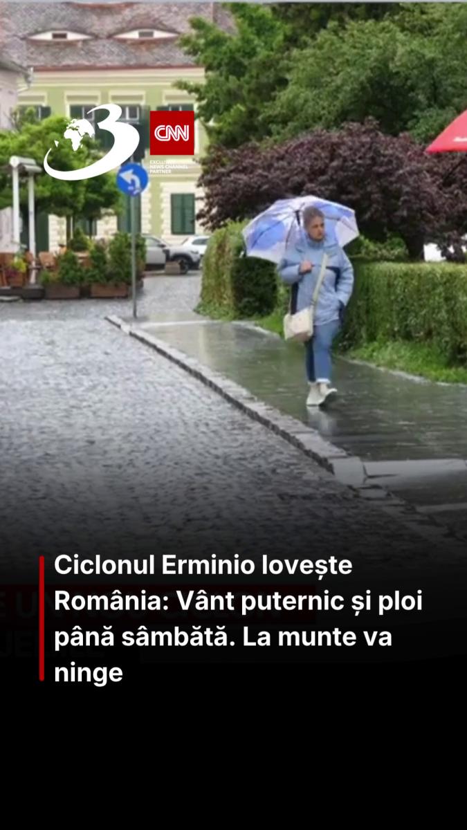 Ciclonul Erminio lovește România: Vânt puternic și ploi până sâmbătă. La munte va ninge