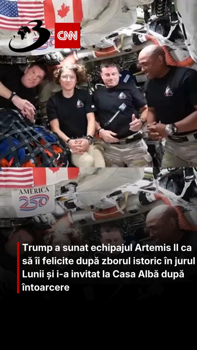 Trump a sunat echipajul Artemis II ca să îi felicite după zborul istoric în jurul Lunii și i-a invitat la Casa Albă după întoarcere