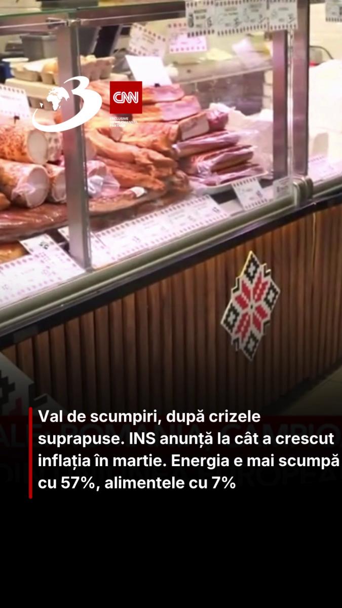 Val de scumpiri, după crizele suprapuse. INS anunță la cât a crescut inflația în martie. Energia e mai scumpă cu 57%, alimentele cu 7%