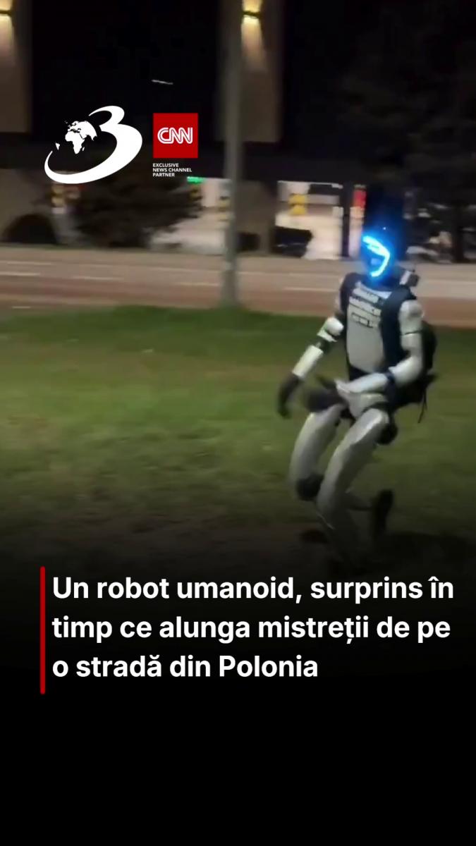 Un robot umanoid, surprins în timp ce alunga mistreții de pe  o stradă din Polonia