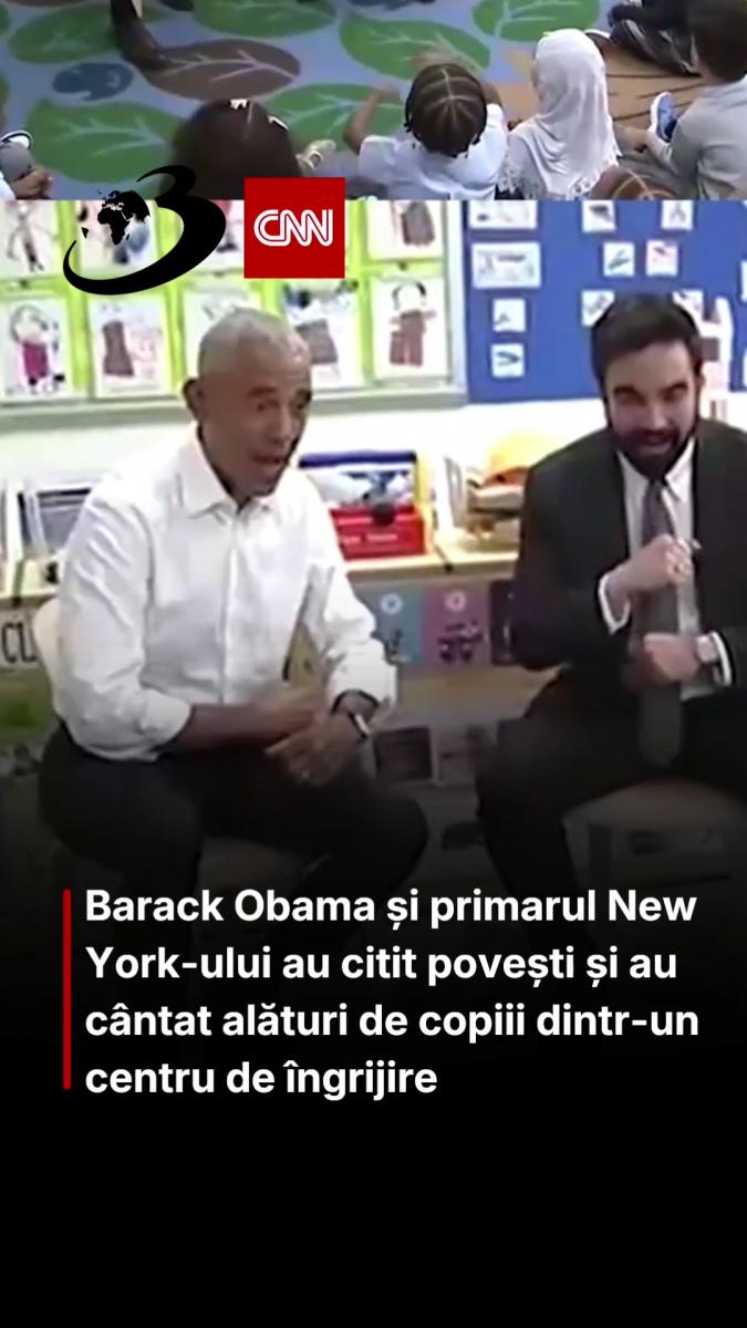 Barack Obama și primarul New York-ului au citit și au cântat alături de copiii dintr-un centru de îngrijire
