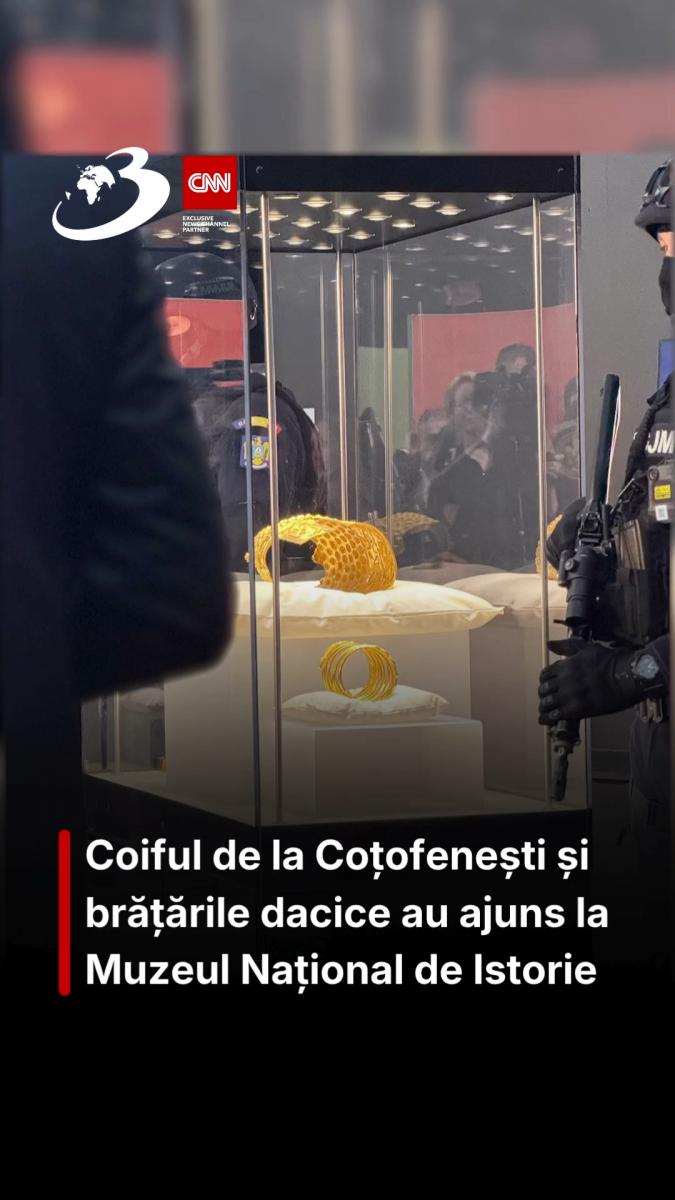 Primele imagini cu tezaurul adus din Olanda. Coiful de la Coțofenești și brățările dacice au ajuns la Muzeul Național de Istorie