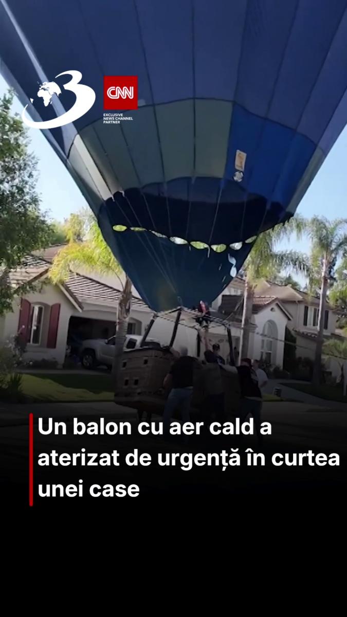 Un balon cu aer cald a aterizat de urgență în curtea unei case