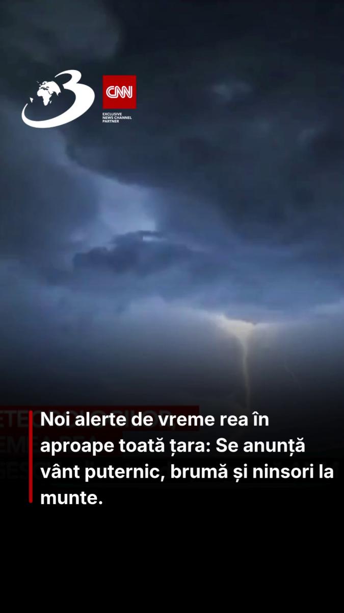 Noi alerte de vreme rea în aproape toată țara: Se anunță vânt puternic, brumă și ninsori la munte