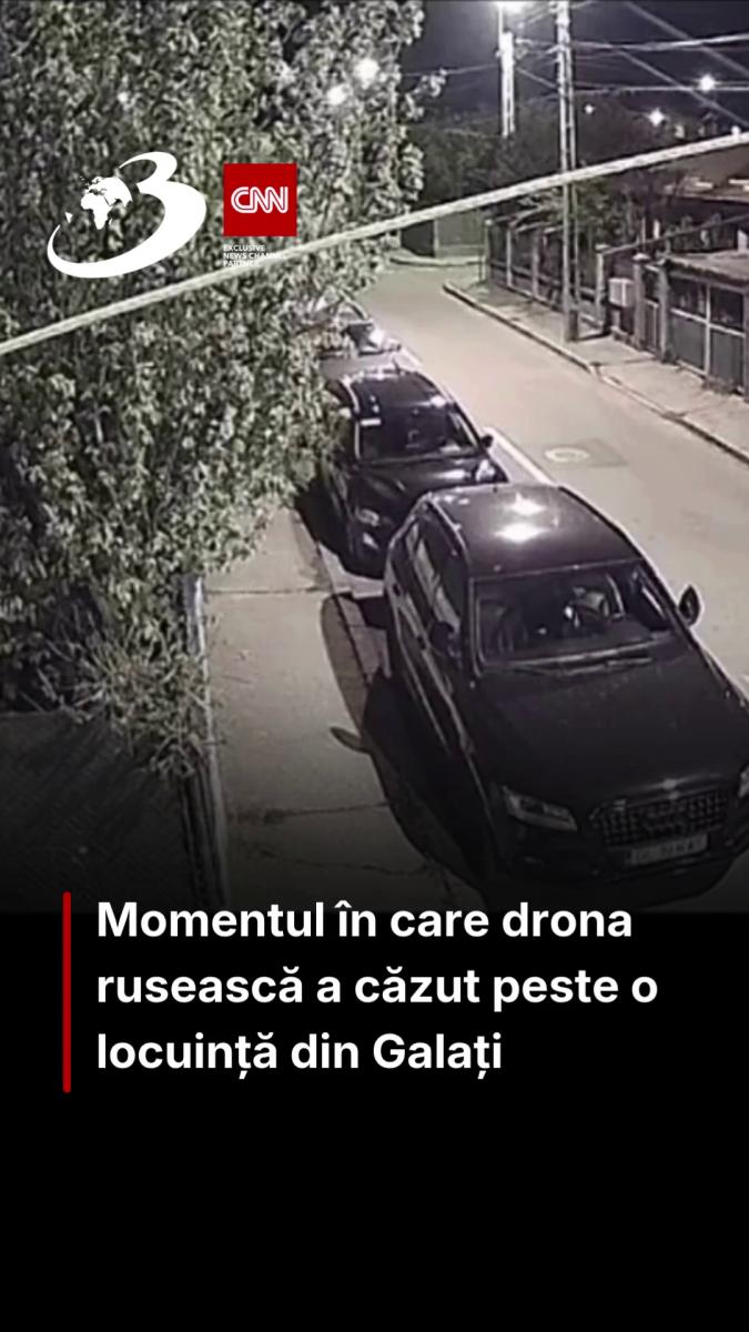 Momentul în care drona rusească a căzut peste o locuință din Galați