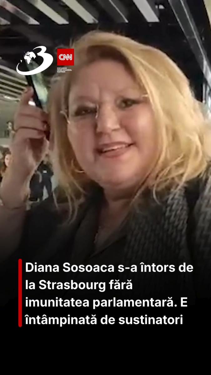 Diana Sosoaca s-a întors de la Strasbourg fără imunitatea parlamentară. E întâmpinată de sustinatori