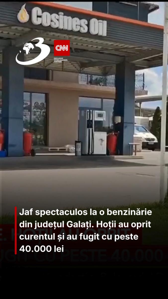 Jaf la benzinărie. Hoții au oprit curentul și au fugit cu peste 40.000 lei