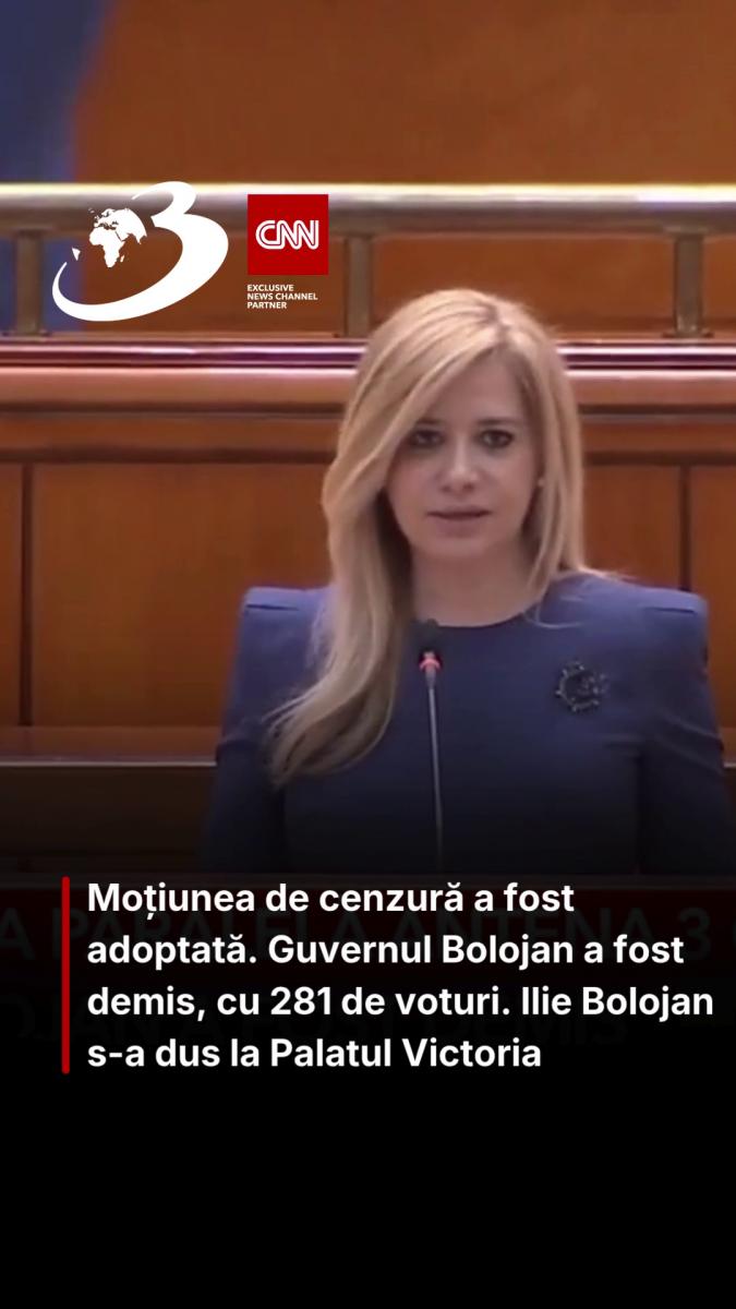 Moțiunea de cenzură a fost adoptată. Guvernul Bolojan a fost demis, cu 281 de voturi. Ilie Bolojan s-a dus la Palatul Victoria 