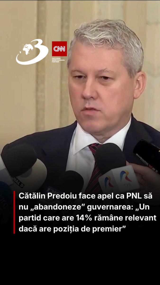 Cătălin Predoiu face apel ca PNL să nu „abandoneze” guvernarea: „Un partid care are 14% rămâne relevant dacă are poziția de premier”
