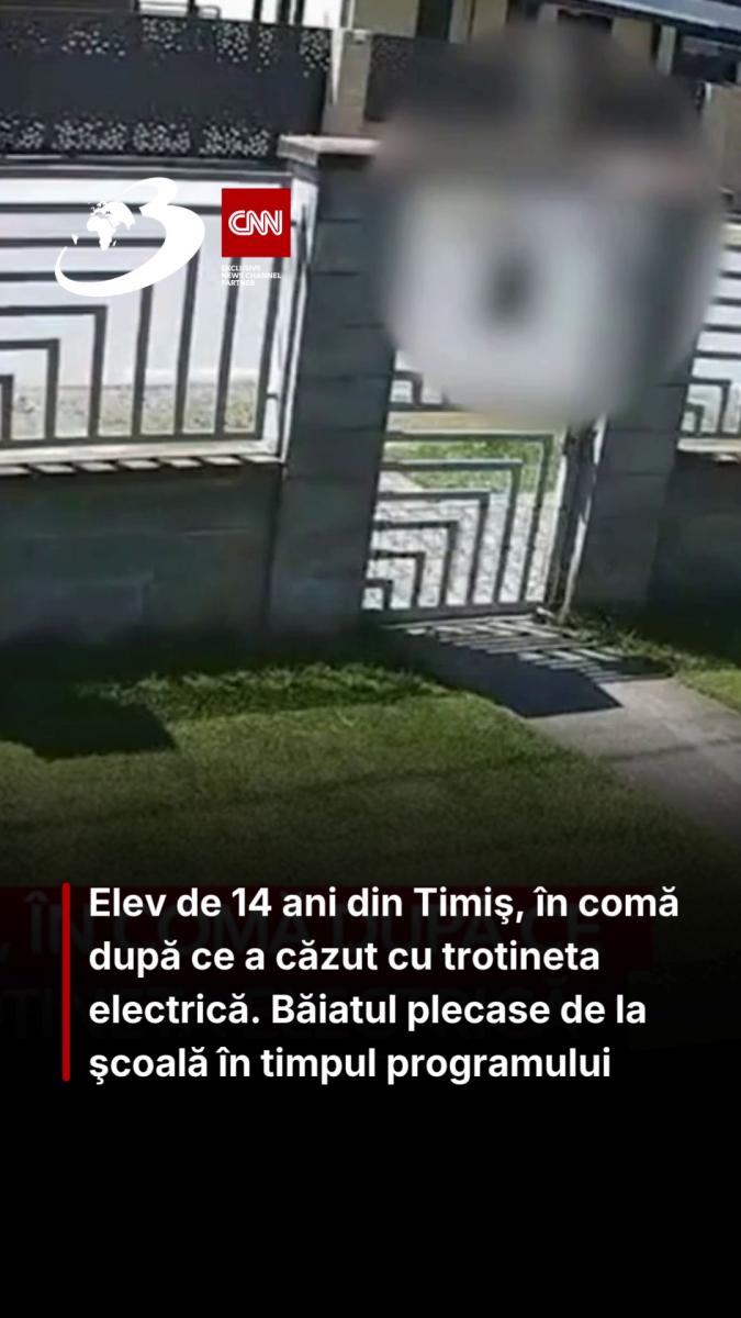 Elev de 14 ani din Timiş, în comă după ce a căzut cu trotineta electrică. Băiatul plecase de la şcoală în timpul programului