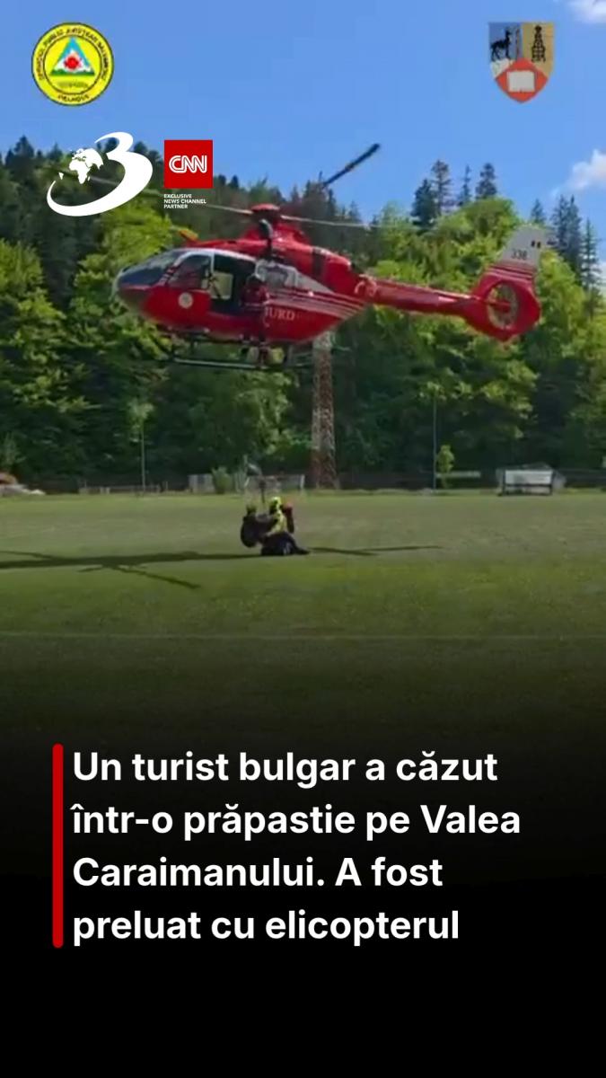 Un turist bulgar a căzut într-o prăpastie pe Valea Caraimanului. A fost preluat cu elicopterul