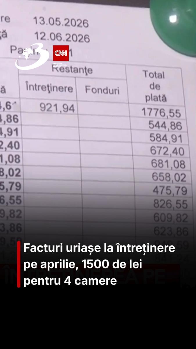 Facturi uriașe la întreținere pe aprilie, 1500 de lei pentru 4 camere