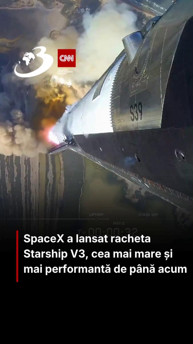SpaceX a lansat racheta Starship V3, cea mai mare și mai performantă de până acum. 