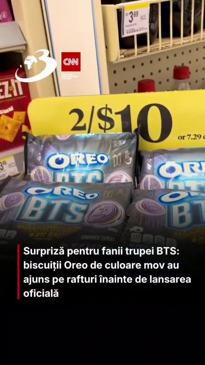 Surpriză pentru fanii trupei BTS: biscuiții Oreo de culoare mov au ajuns pe rafturi înainte de lansarea oficială