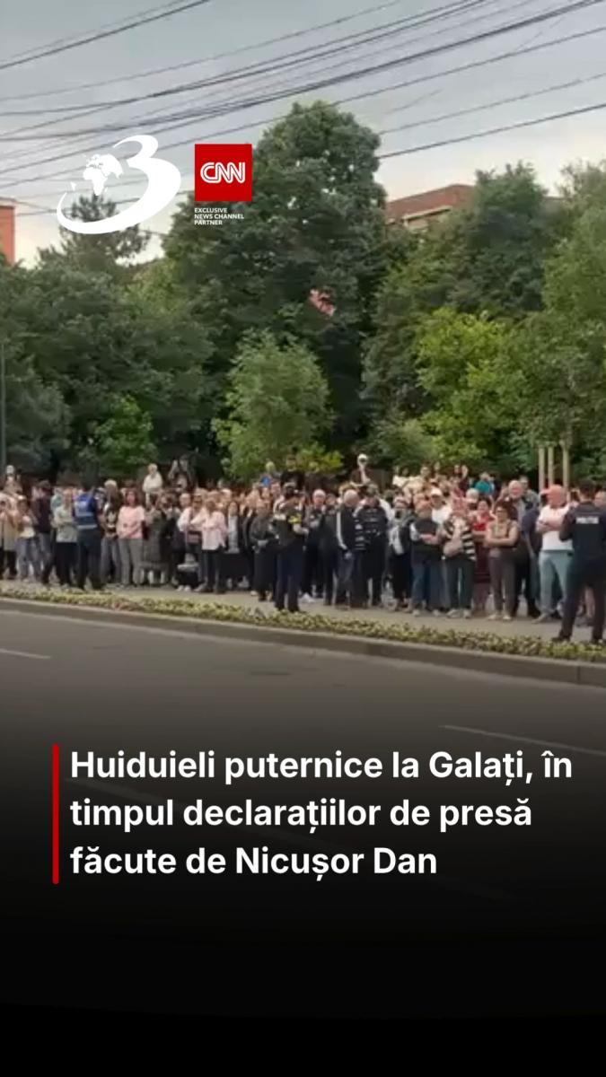 Huiduieli puternice la Galați, în timpul declarațiilor de presă făcute de Nicușor Dan