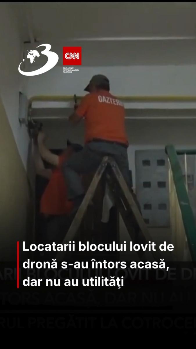  Locatarii blocului lovit de dronă s-au întors acasă, dar nu au utilităţi