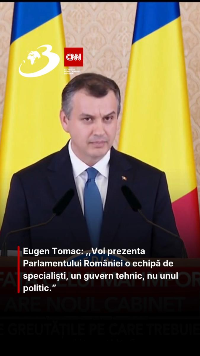 Eugen Tomac: ,,Voi prezenta Parlamentului României o echipă de specialişti, un guvern tehnic, nu unul politic.”