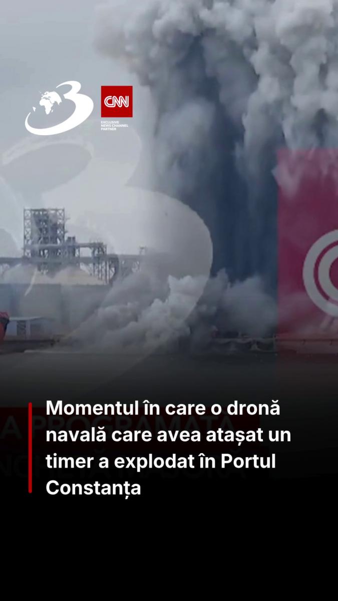 Momentul în care o dronă navală care avea atașat un timer a explodat în Portul Constanța