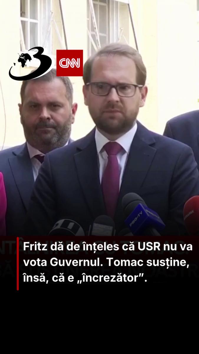 Fritz dă de înțeles că USR nu va vota Guvernul. Tomac susține, însă, că e „încrezător”
