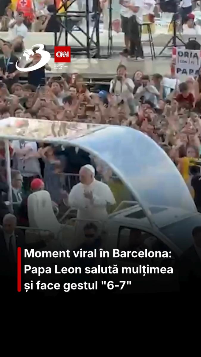 Moment viral în Barcelona: Papa Leon salută mulțimea și face gestul 