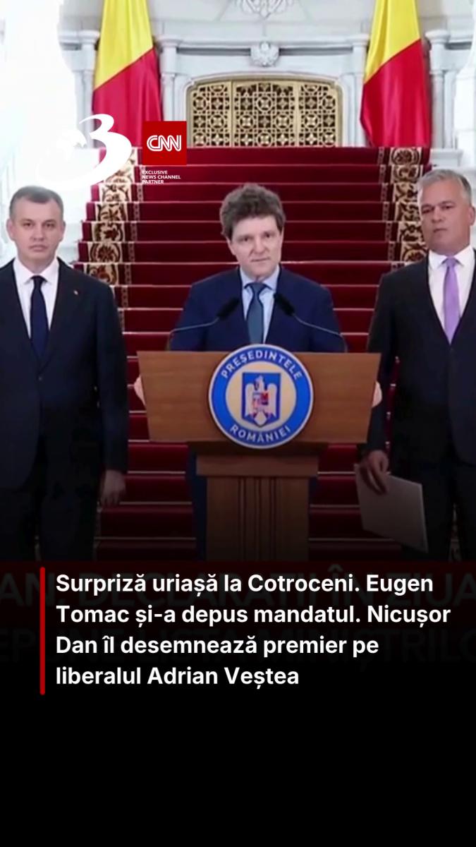 Nicușor Dan: Eugen Tomac și-a depus mandatul în această dimineață. Îl desemnez prim-ministru pe Adrian Veștea
