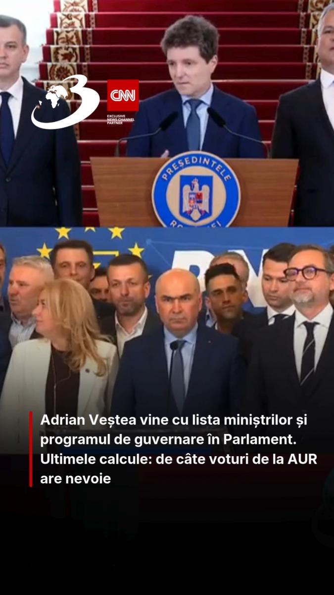 Adrian Veștea vine cu lista miniștrilor și programul de guvernare în Parlament. Ultimele calcule: de câte voturi de la AUR are nevoie
