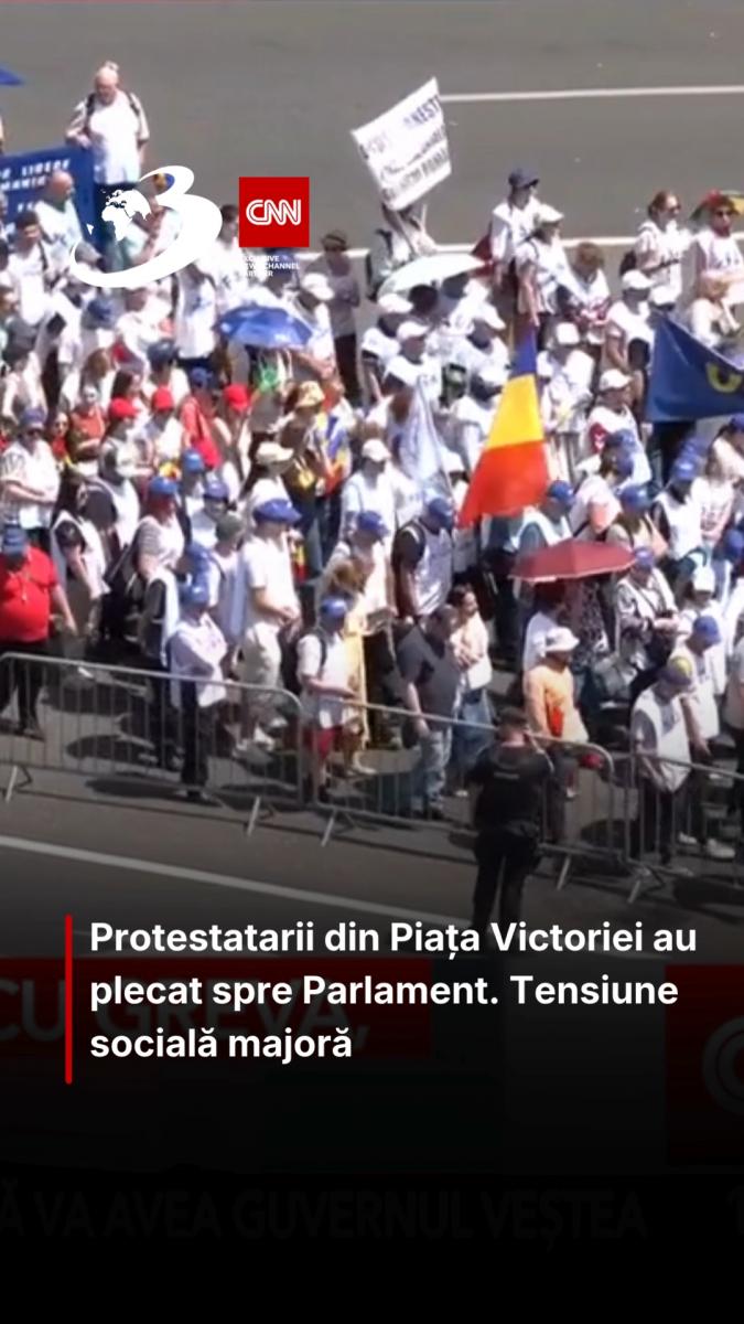 Protestatarii din Piața Victoriei au plecat spre Parlament. Tensiune socială majoră