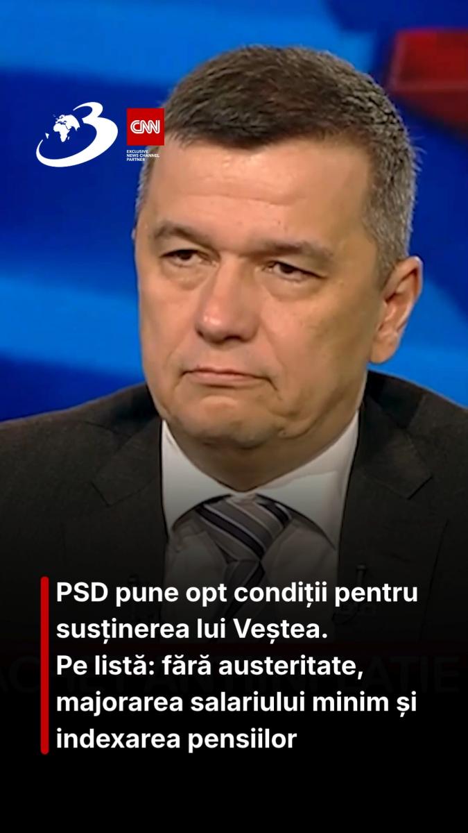PSD pune opt condiții pentru susținerea lui Veștea. Pe listă: fără austeritate, majorarea salariului minim și indexarea pensiilor