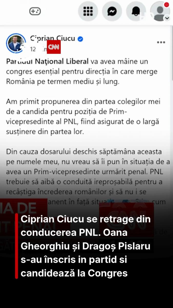 Ciprian Ciucu se retrage din conducerea PNL. Oana Gheorghiu și Dragoș Pislaru s-au înscris in partid si candidează la Congres