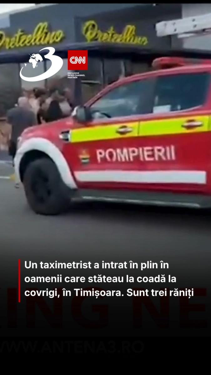 Un taximetrist a intrat în plin în oamenii care stăteau la coadă la covrigi, în Timișoara. Sunt trei răniți 