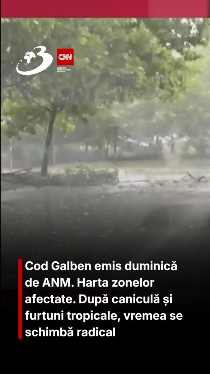 Cod Galben emis duminică de ANM. Harta zonelor afectate. După caniculă și furtuni tropicale, vremea se schimbă radical