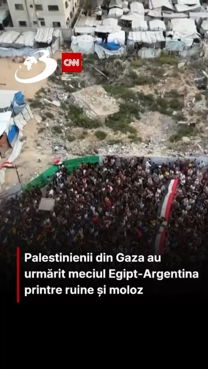 Palestinienii din Gaza au urmărit meciul Egipt-Argentina printre ruine şi moloz  
