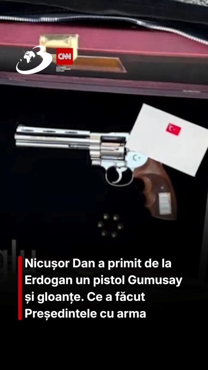 Nicușor Dan a primit de la Erdogan un pistol Gumusay și gloanțe. Ce a făcut Președintele cu arma