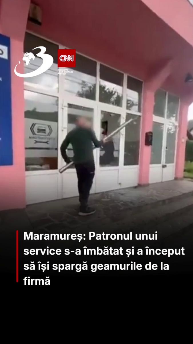 Maramureș: Patronul unui service s-a îmbătat și a început să își spargă geamurile de la firmă