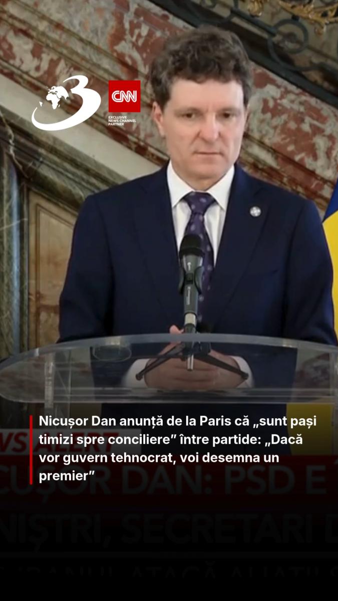 Nicușor Dan anunță de la Paris că „sunt pași timizi spre conciliere” între partide: „Dacă vor guvern tehnocrat, voi desemna un premier”