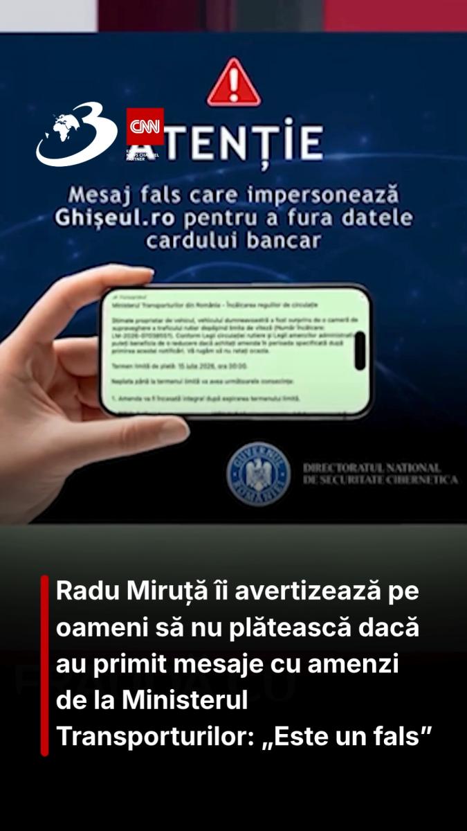 Radu Miruță îi avertizează pe oameni să nu plătească dacă au primit mesaje cu amenzi de la Ministerul Transporturilor: „Este un fals”