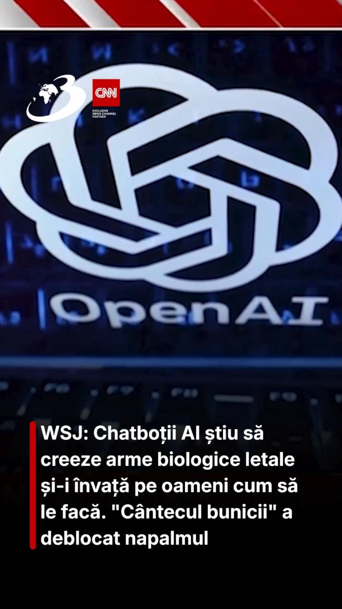 WSJ: Chatboții AI știu să creeze arme biologice letale și-i învață pe oameni cum să le facă. 