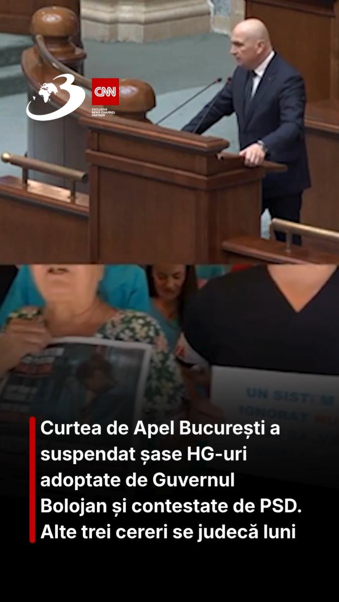Curtea de Apel București a suspendat șase HG-uri adoptate de Guvernul Bolojan și contestate de PSD. Alte trei cereri se judecă luni