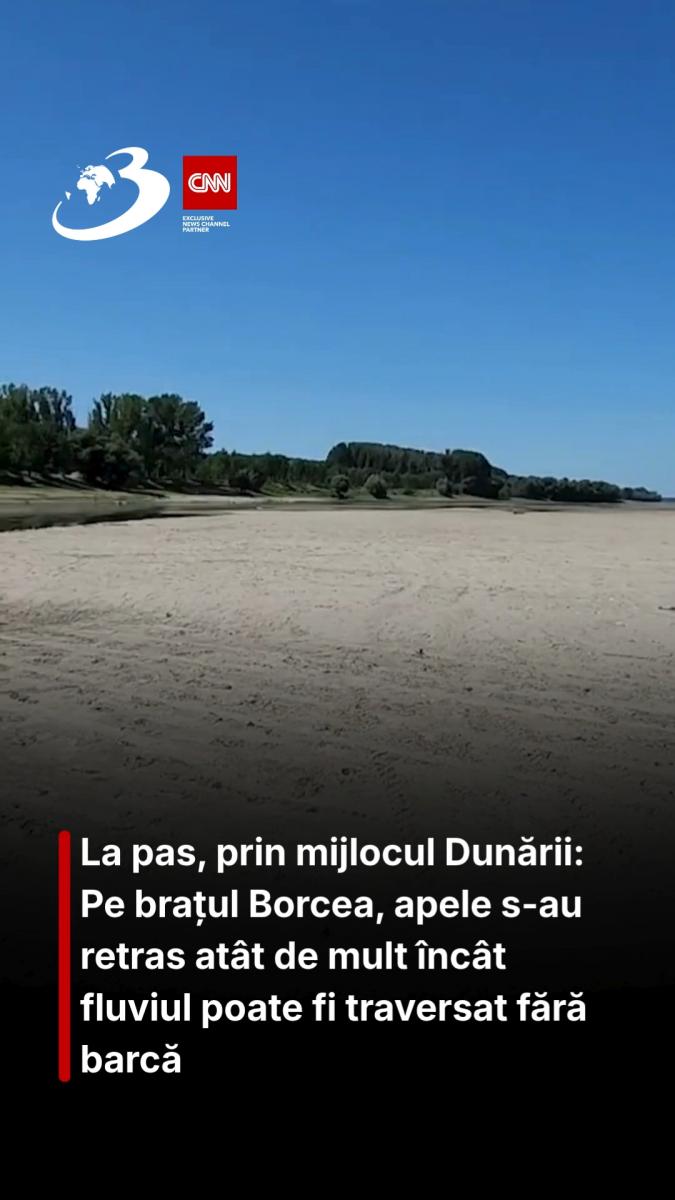 La pas, prin mijlocul Dunării: Pe brațul Borcea, apele s-au retras atât de mult încât fluviul poate fi traversat fără barcă