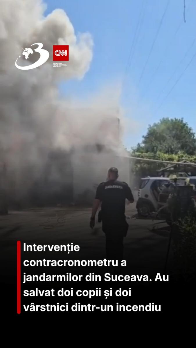 Intervenție contracronometru a jandarmilor din Suceava. Au salvat doi copii și doi vârstnici dintr-un incendiu