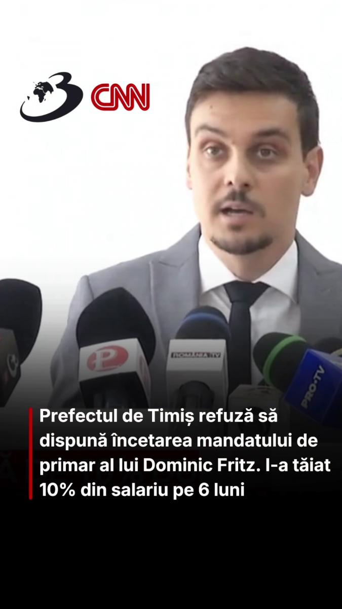 Prefectul de Timiș refuză să dispună încetarea mandatului de primar al lui Dominic Fritz. I-a tăiat 10% din salariu pe 6 luni