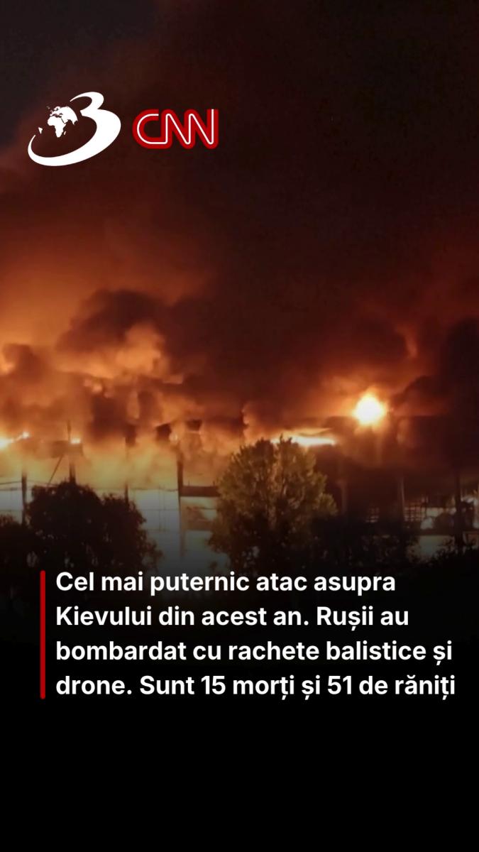 Cel mai puternic atac asupra Kievului din acest an. Rușii au bombardat cu rachete balistice și drone. Sunt 15 morți și 51 de răniți