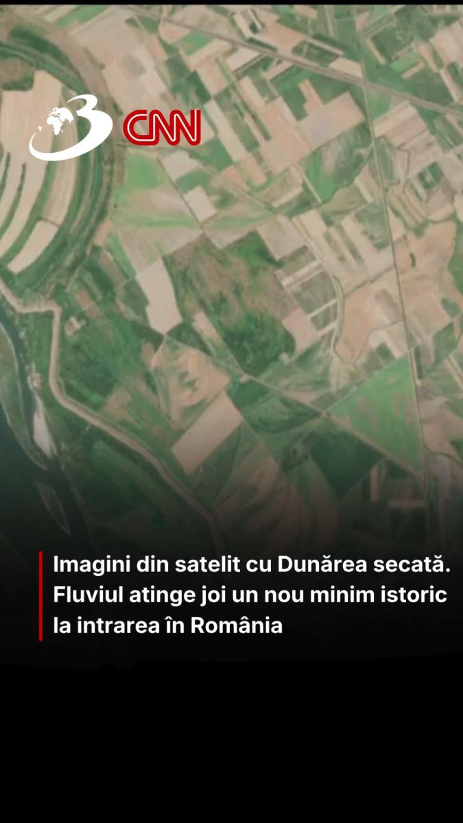 Imagini din satelit cu Dunărea secată. Fluviul atinge joi un nou minim istoric la intrarea în România